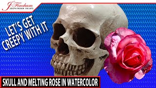 Skull and Melting Rose Painting LIVE -Art and Chat watercolorpainting