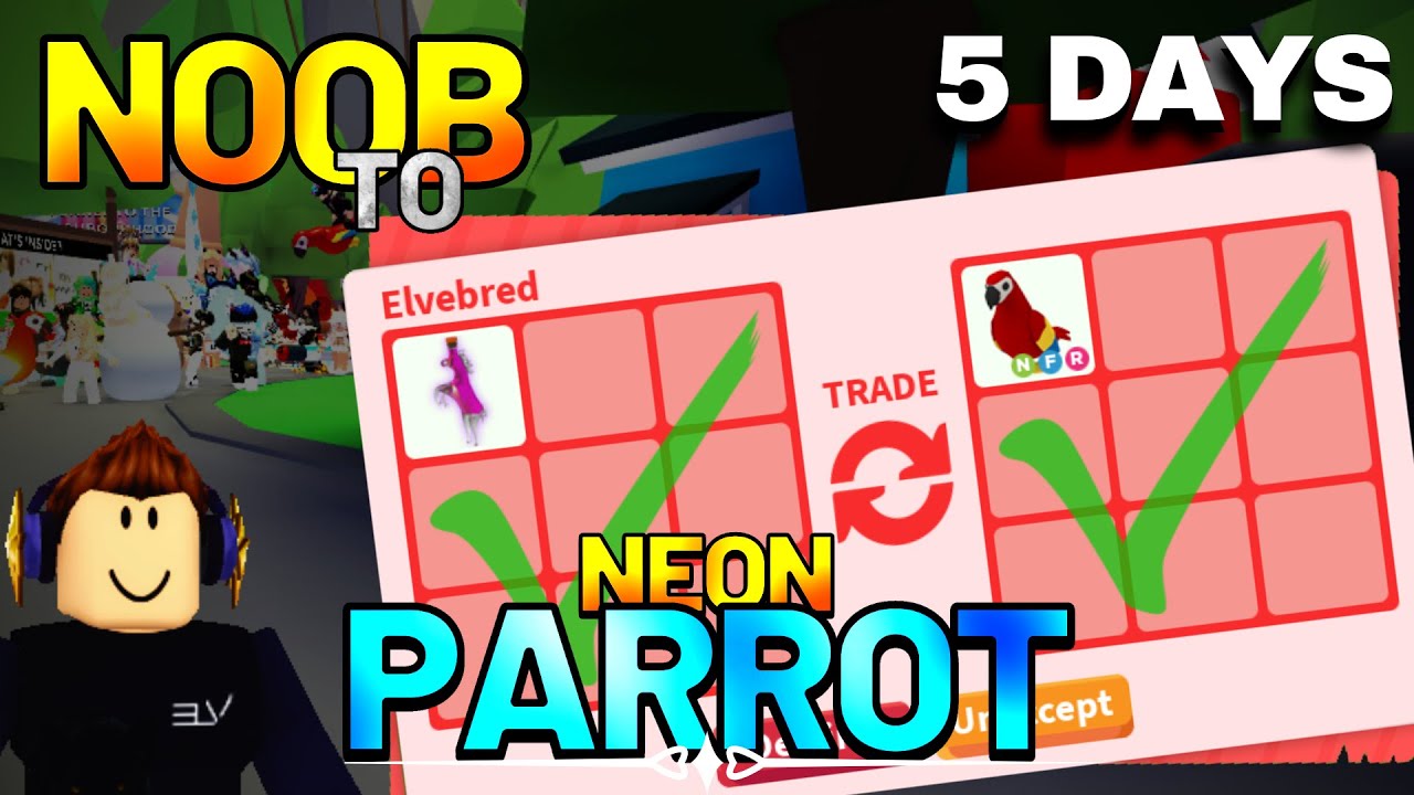 TRADING From RIDE POTION to (Neon) PARROT in 5 DAYS! Adopt Me YouTube