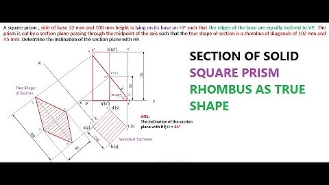 SECTION OF SOLIDS | SQUARE PRISM | RHOMBUS AS TRUE SHAPE
