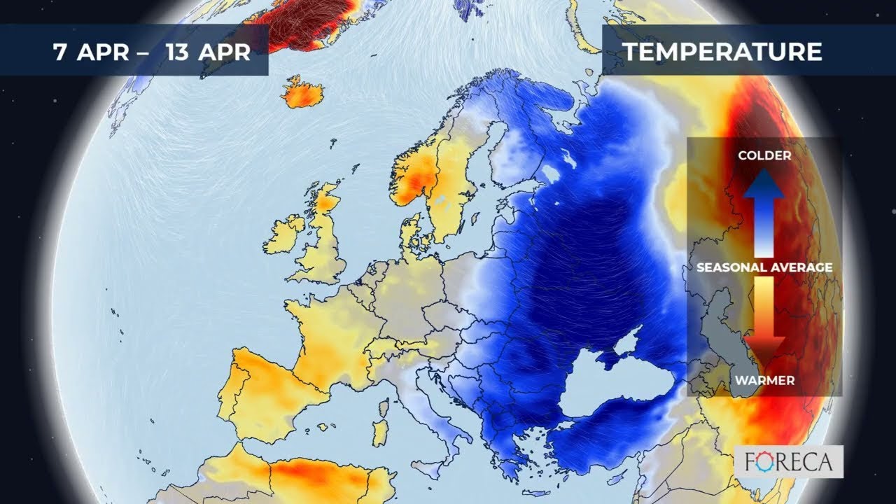 Monthly temperature forecast for Europe 7/4/2025 - YouTube