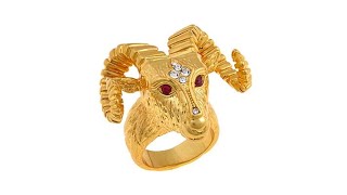 Asa Jewelry CrystalAccented Goldtone Ram's Head Ring