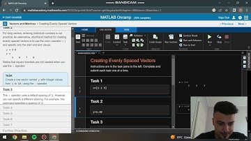 TOLGA ÖÇAL, kmyo, (bilgisayar prg.), Yapay Zeka, Matlab Onramp L4: Vektörler ve Matrisler