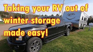 Getting your RV from winter storage.  What you will want to know for when the camping season ends.