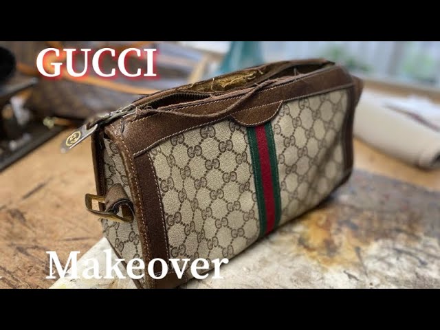 Shop GUCCI GG Supreme Stripes Monogram Canvas Leather Crossbody Logo Totes  by rouge-blason