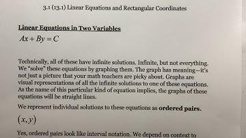 Section 3.1 Linear Equations and Rectangular Coordinates (Part 1 of 3)