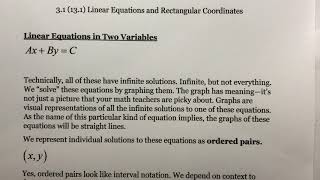 Section 3.1 Linear Equations and Rectangular Coordinates (Part 1 of 3)