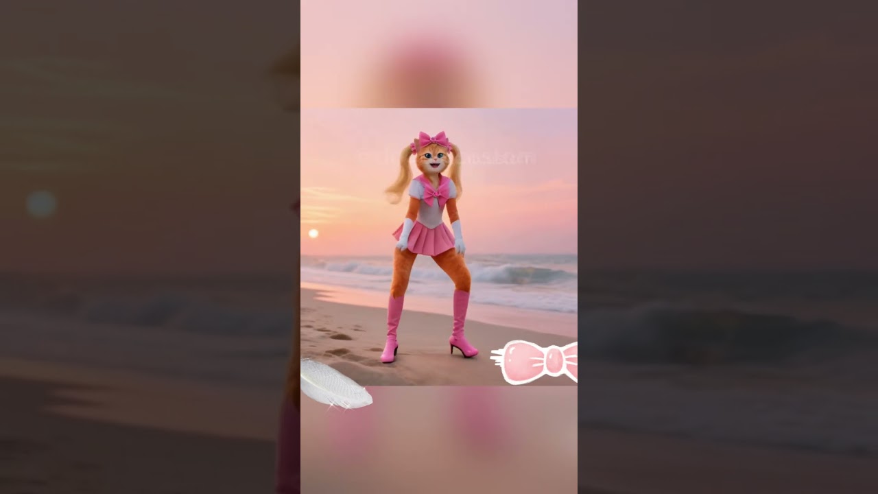 Cat in a Sailor Outfit Dancing on the Beach? Yes, Please! 🐱✨