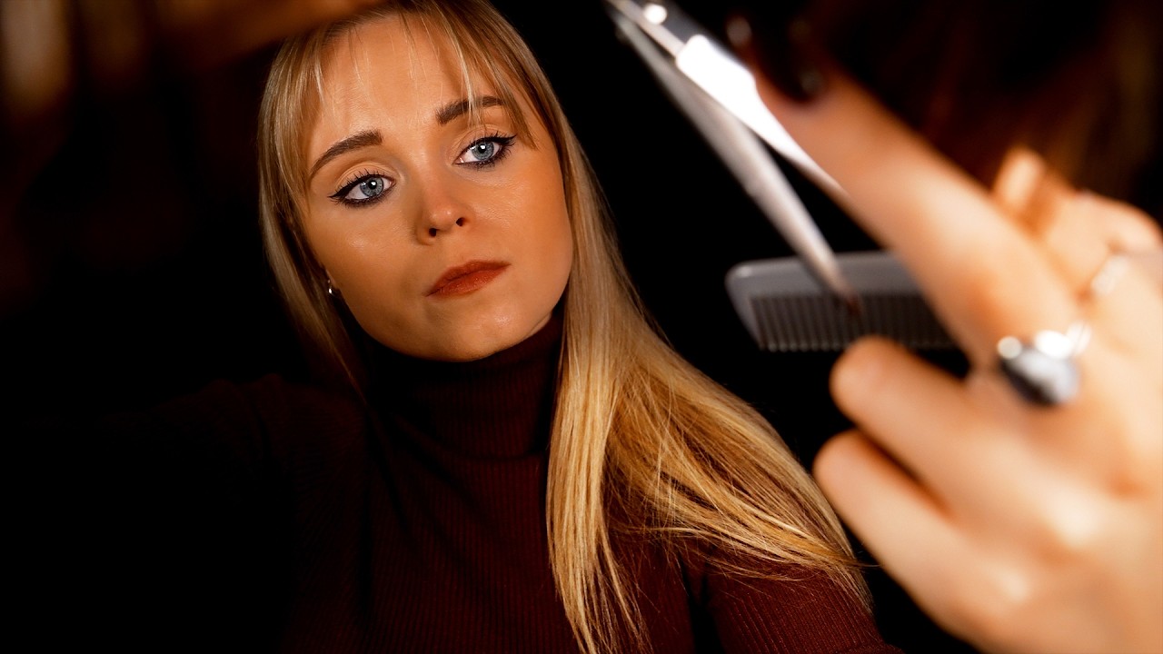 ASMR | Give you a much needed HAIRCUT and shaping your EYEBROWS too