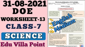 Class 7 Science Worksheet 13 (31/08/2021) English Medium| Class 7 Science  | Edu Villa Point