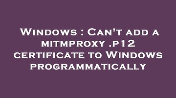 Windows : Can