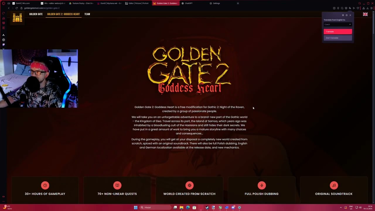 Gothic 2 - Zlatá Brána: Srdce Bohyně - Dodatečné informace, nový web