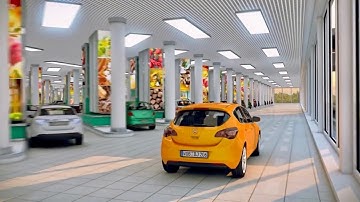 Drive Through Supermarket Concept   Animation