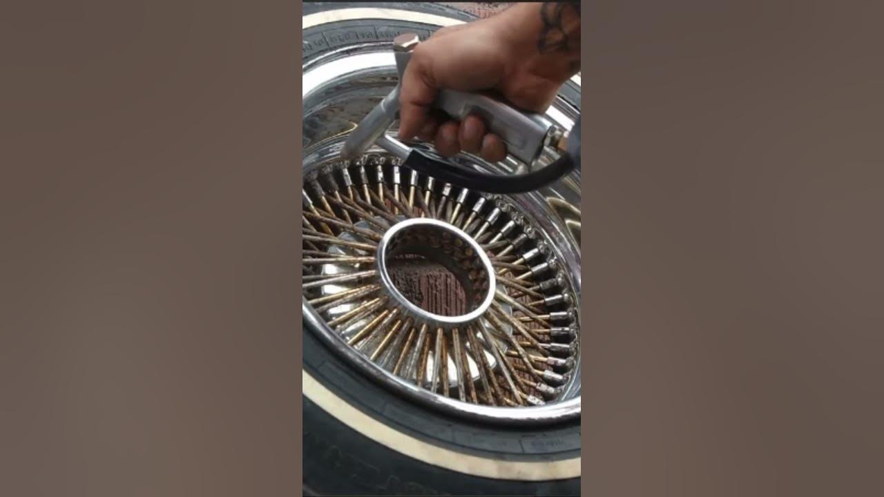 Sand blasting lowrider wire wheel!! 13x7. sandblasting wirewheels 