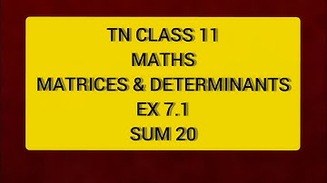 TN CLASS 11 MATHS MATRICES & DETERMINANTS EX 7.1 SUM 20
