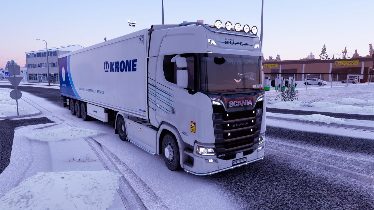 Scania S Super V8 Open Pipe Roar in Snowy Finland | Euro Truck Simulator 2 1.57