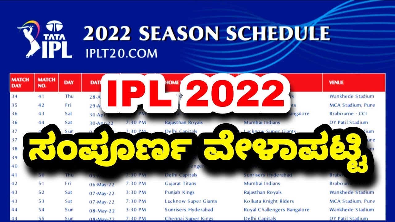 Ipl 2022 Schedule | Ipl 2022 schedule time table | Ipl 2022 full schedule