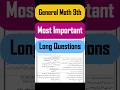 9th Class General Math Important Questions 2025 | General Math 9th class Guess Paper 2025  #maths