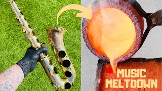 Music Melt Down  Saxophone  ASMR Metal Melting  BigStackD Coin Casting Trash To Treasure