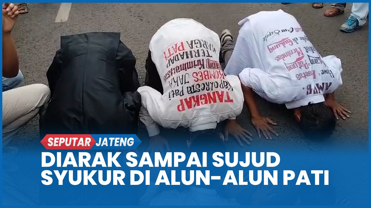 Keluar Penjara, Botok dan Teguh AMPB Diarak Pendukungnya Lalu Sujud Syukur di Alun Alun Pati
