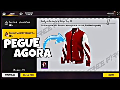 NOVO CODIGUIN INFINITO SAIU! COMO PEGAR O NOVO CODIGUIN FREE FIRE ( JAQUETA  SANTANDER ) 