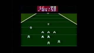 Atari VCS/2600 Super Football - 77-9
An excellent (pseudo) 1st-person perspective of the game, and easily the best version of football for the system, though aside from the excellent graphics, its still less-than-super as far as being realistic to the rules of football (only 5 players per side, no stopping the clock, no running out of bounds, no runbacks on interceptions, no safeties, etc). This is a 16K SARA SuperChip game by Star Raiders creator Douglas Neubauer.
Heres a strategy article I wrote about the game: https://www.ataricompendium.com/archives/articles/super_football.html
The video illustrates how to apply my strategies. Atari VCS/2600 Super Football - 77-9