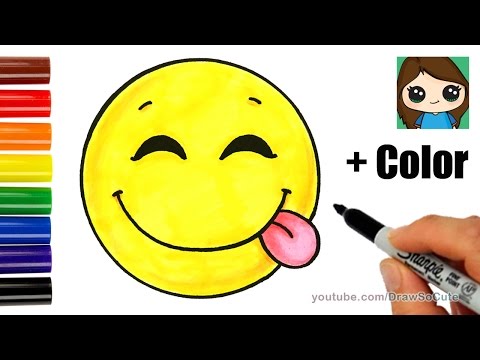 How to Draw a Silly Happy Face Emoji with Coloring Easy - YouTube