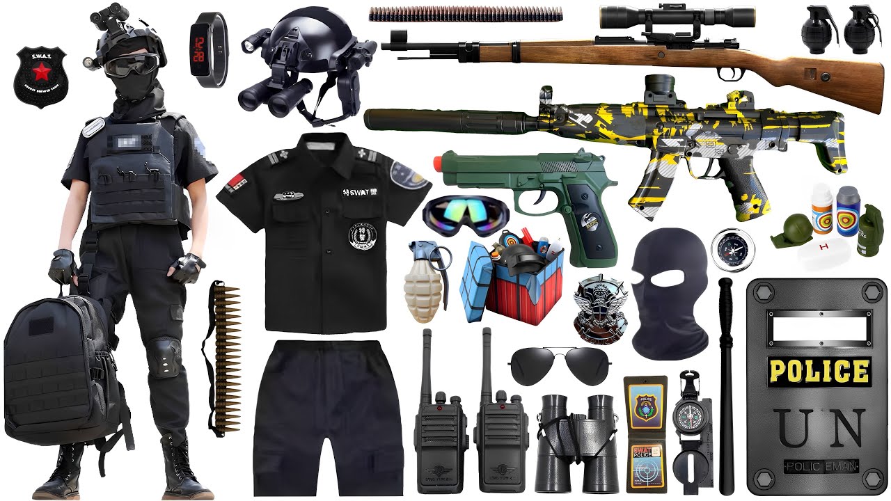 Special police weapon toy set unboxing | M416 rifle | 98K sniper rifle | G36 rifle | rocket launcher