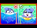 Safety rules for kids in the pool  waterpark for kids safety cartoons for toddlers