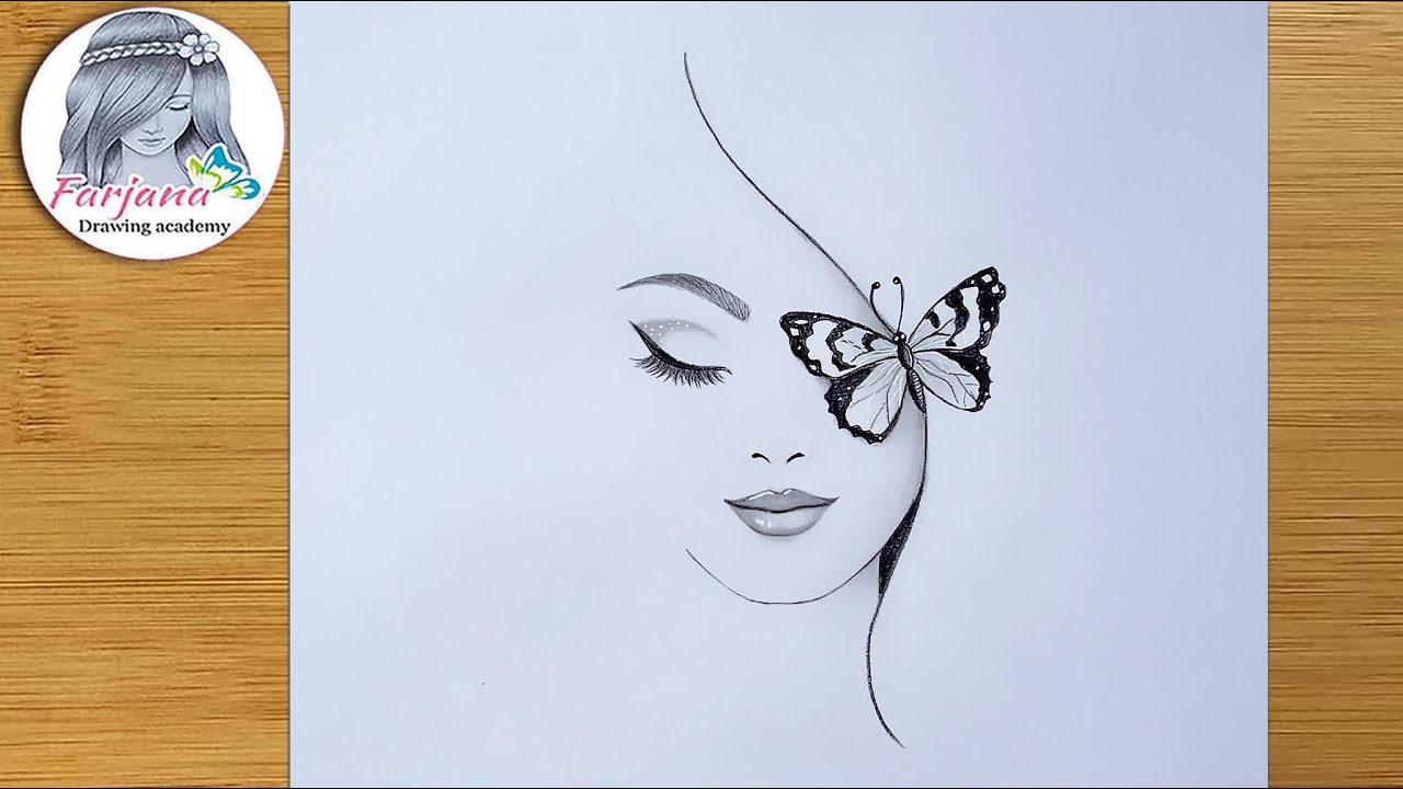 Butterfly Sitting on a Girl face - Pencil Sketch for beginners ...