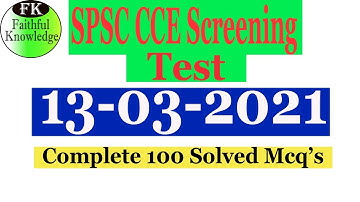 SPSC CCE Screening Test 13-03-2021|Combined Competitive Examination Screening Test Solved Mcq