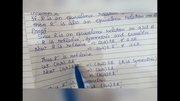 If R is an equivalence relation on a set A. then R inverse is also an equivalence relation on A.