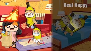 Banana Cat Family 🐱🍌 Cry 😿 and Happy 😸🥰 FUNNY FAMILY #3