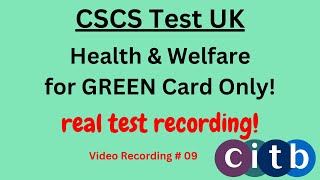 CSCS Card UK | CSCS Test 2024 | CSCS Test for Green Card | #cscscard | #09 #health and #welfare