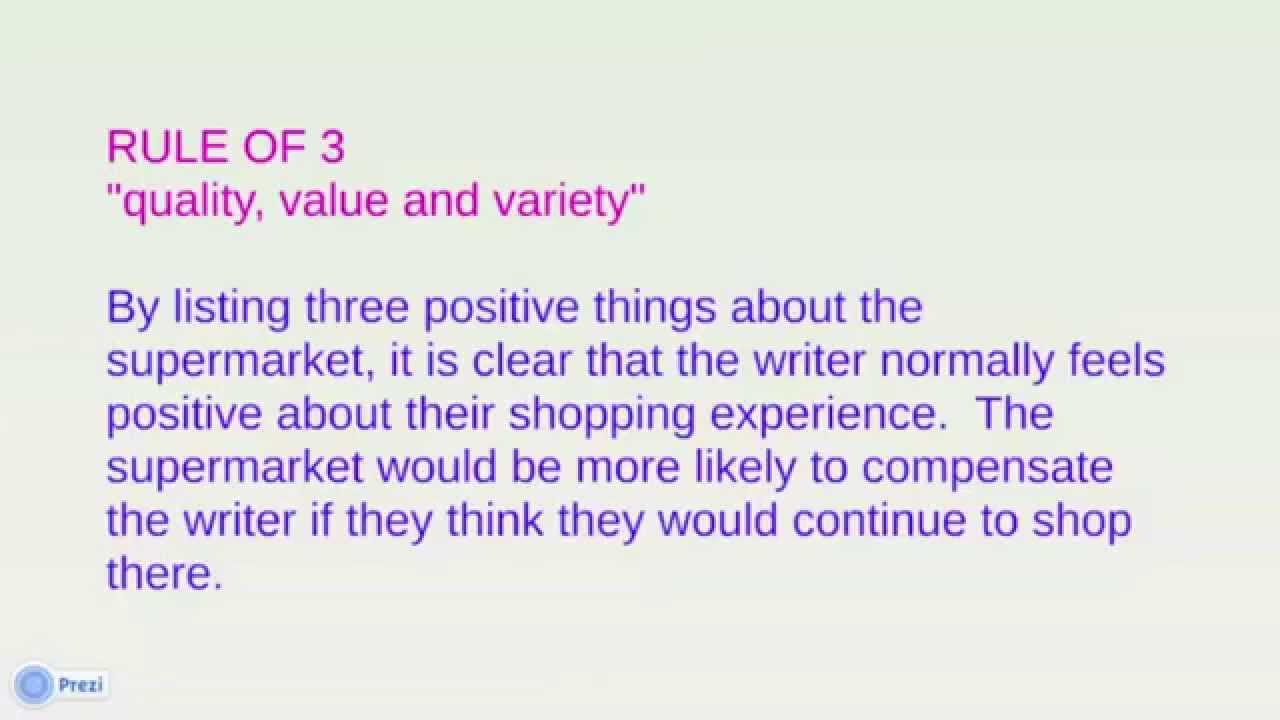 What is the rule of 3 in English GCSE?