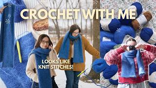 crocheting the most luxurious scarf!💙❄️ | free crochet pattern | cozy project vlog