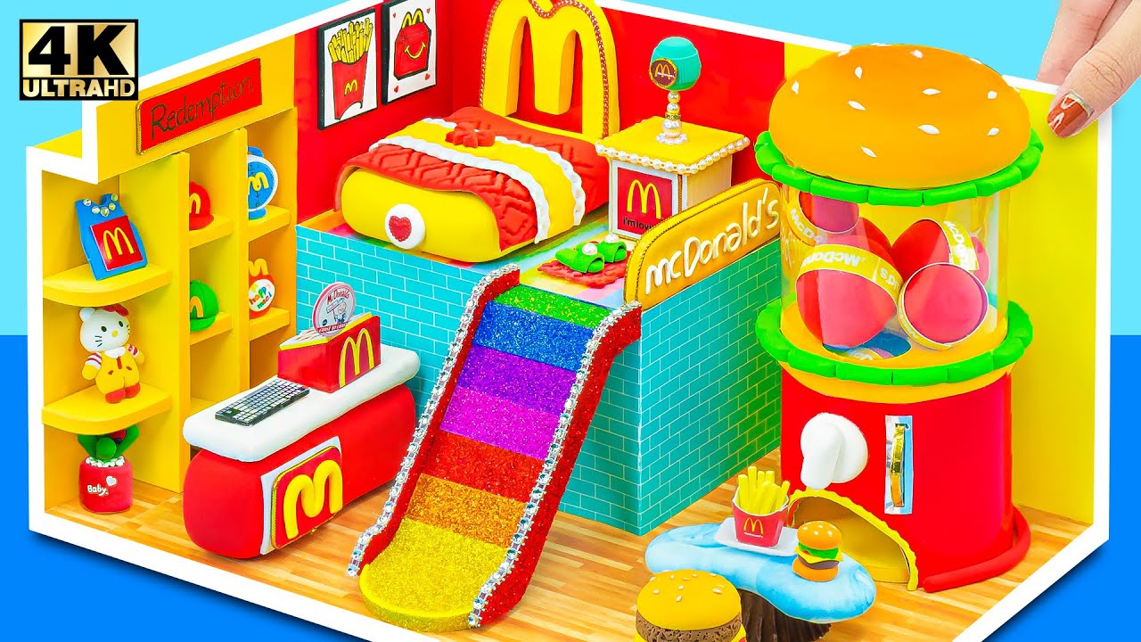 DIY Build McDonalds House from Cardboard, Polymer Clay with