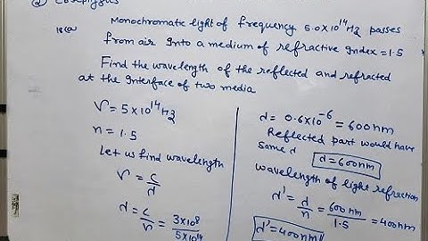 Monochromatic light of frequency 5·0x10 14 Hz passes from air into a medium of refractive index 1·5