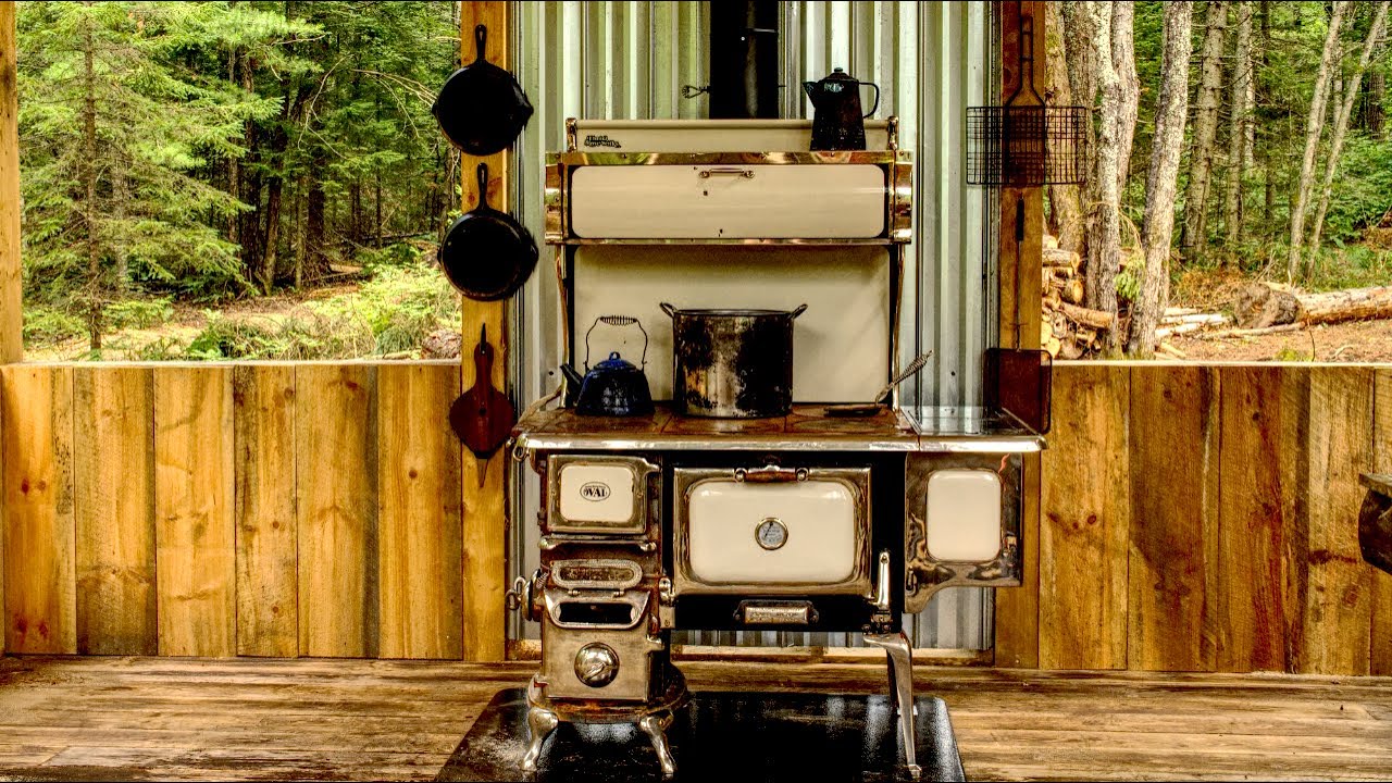 Installing a Wood Cookstove in the Outdoor Kitchen at my Off Grid Log Cabin