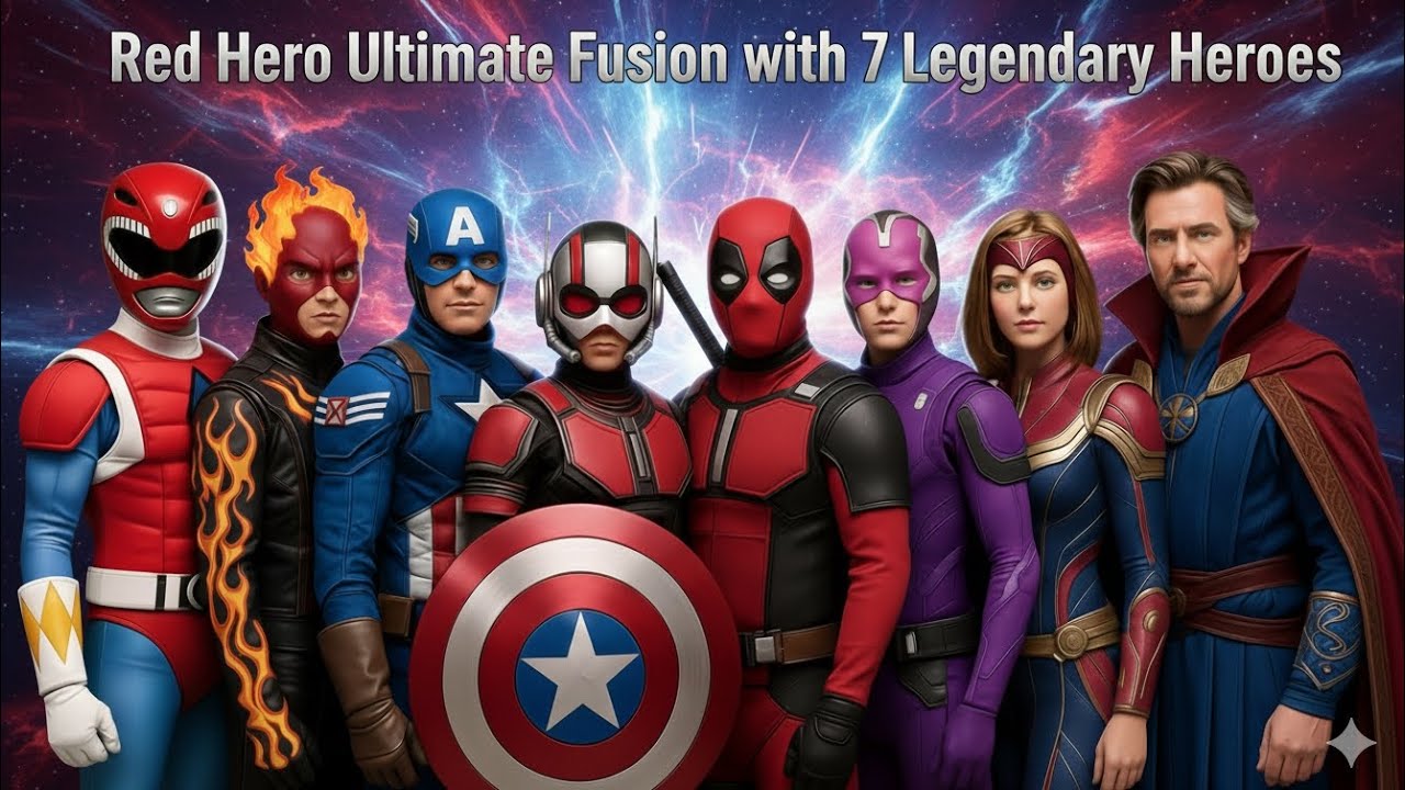 Red Hero Ultimate Fusion with 7 Legendary Heroes