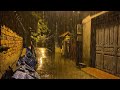 Gentle Rain on a Deserted Alley in Town at Night - Sweet Rain Sounds for Sleeping and Relaxing