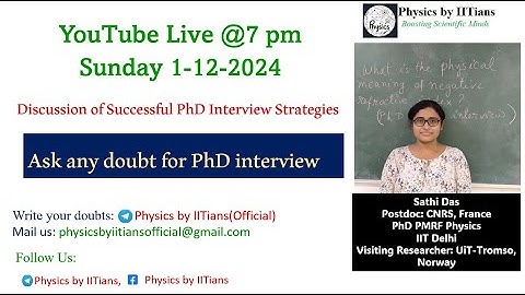 PhD interviews and admission-related information from Physics by IITians