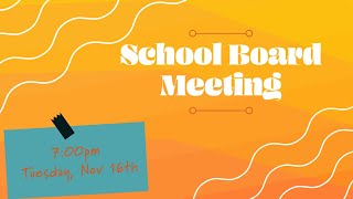 Peetz School Board of Education Meeting 11/16 @7:00pm