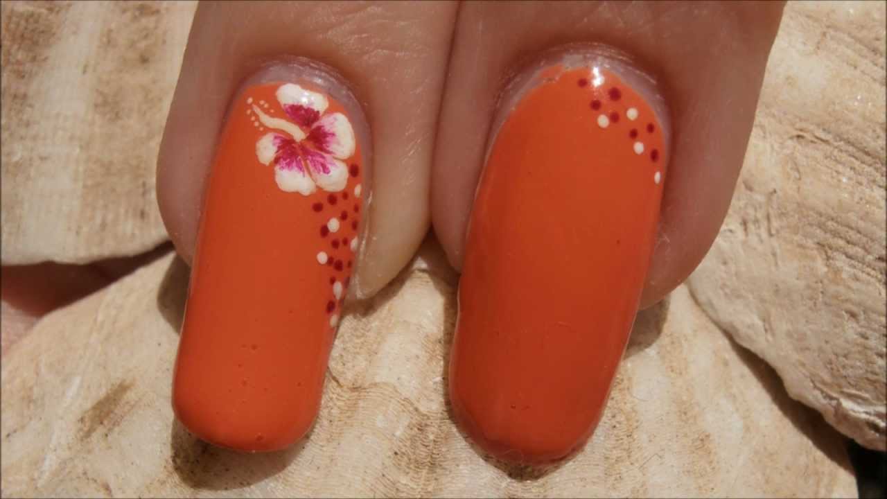 5. Hibiscus Flower Nail Art Step by Step - wide 2