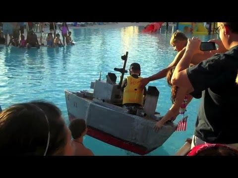 Our DIY Cardboard Battleship Sunk! Konas Vlog 