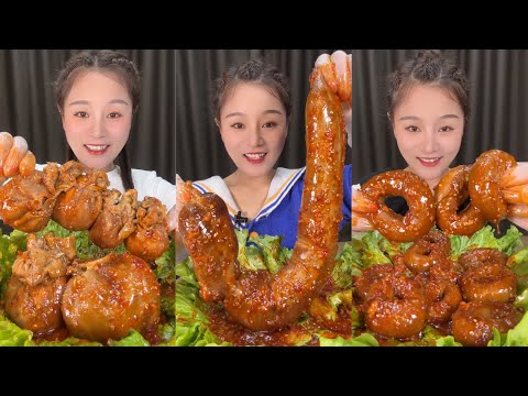 Spicy Chinese food 🌶 SOSLU ÇİN YEMEKLERİ YEME | Mukbang | (Blood Sausage+Pork Gut+Sheep Brain) 먹방