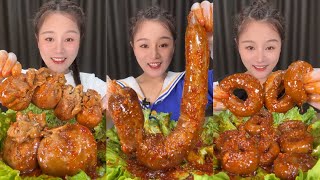 Spicy Chinese food 🌶 SOSLU ÇİN YEMEKLERİ YEME | Mukbang | (Blood Sausage+Pork Gut+Sheep Brain) 먹방