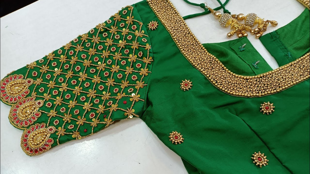 Contract Green Bridal Blouse Design For Mugurtham Saree ...