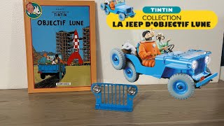TINTIN - LA JEEP BLEUE D'OBJECTIF LUNE AVEC LIVRET- ÉCHELLE 1/24 - USAGÉ
