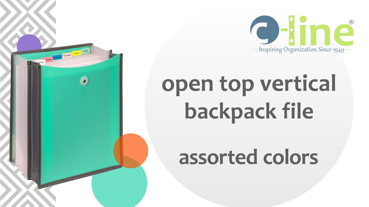 7 Pocket Open Top Vertical Backpack File Letter Size Assorted 1 Ea C Line Products Youtube