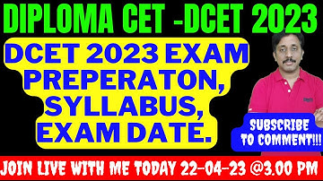 DCET  2023 Exam Preparation Join live With me to clarify all your Doubts |YOUTUBE LIVE 22-04-23 |